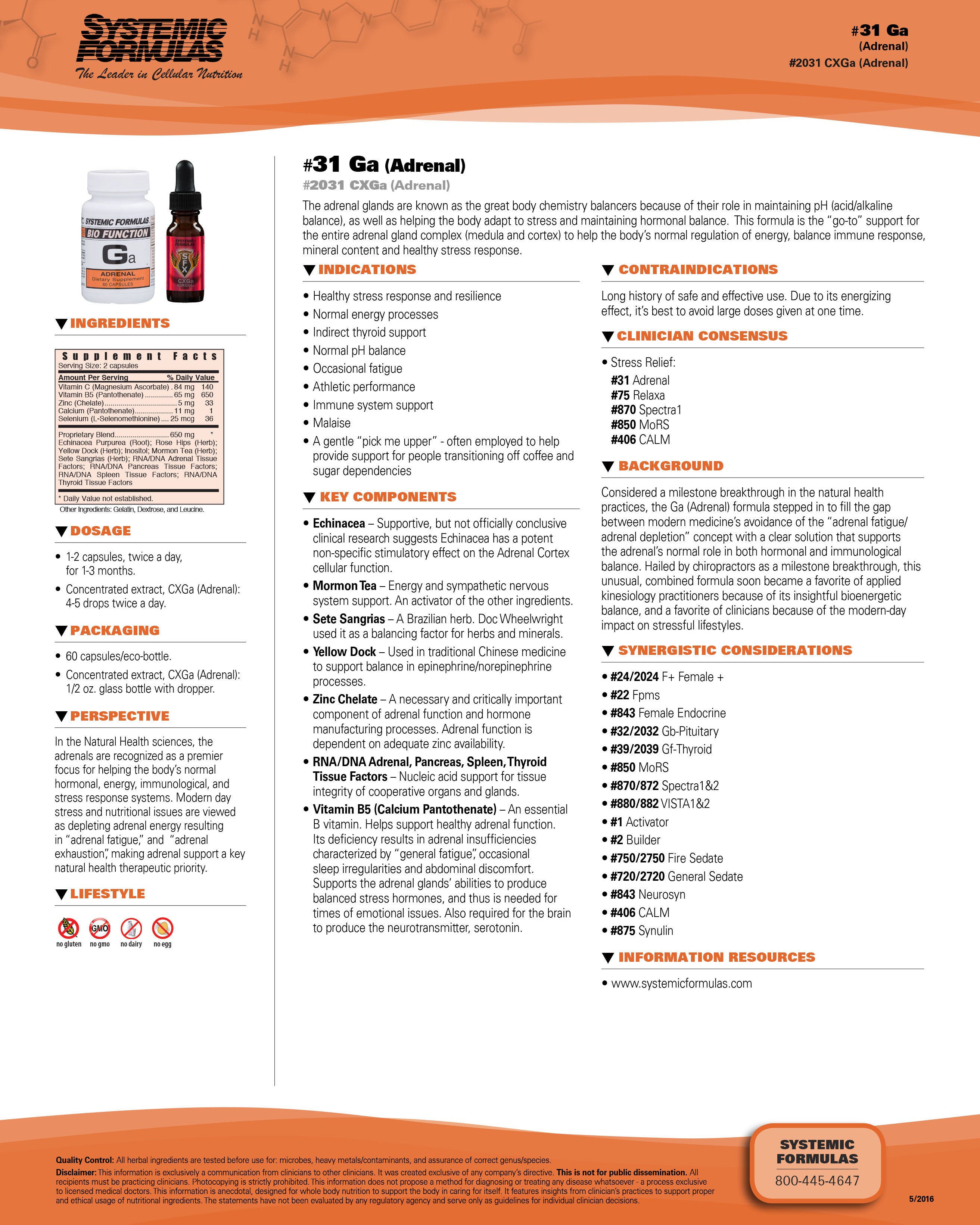 Systemic Formulas GA Adrenal – Advanced Adrenal Support & Energy Formula