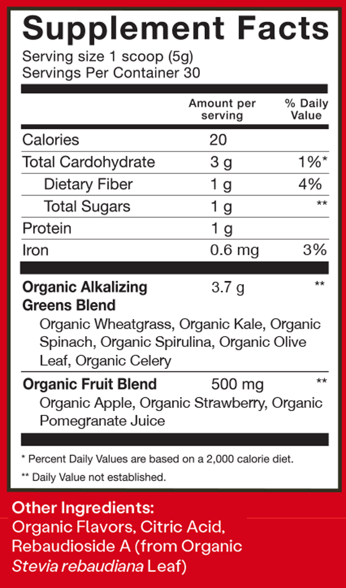 HeartGreens Green Apple 30 Servings Supplement Facts