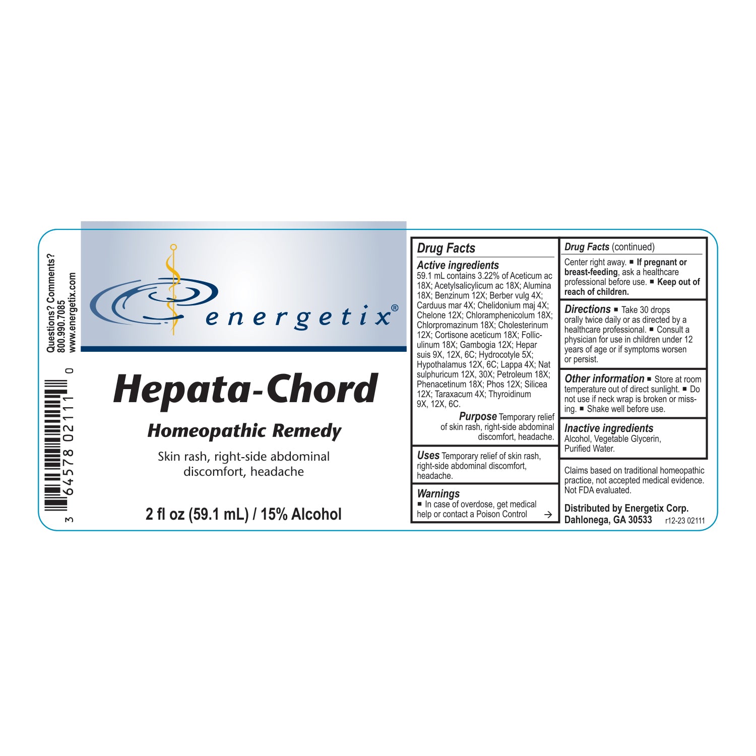 Energetix Hepata-Chord (2 fl oz) – Homeopathic Formula for Liver & Digestive System Harmony