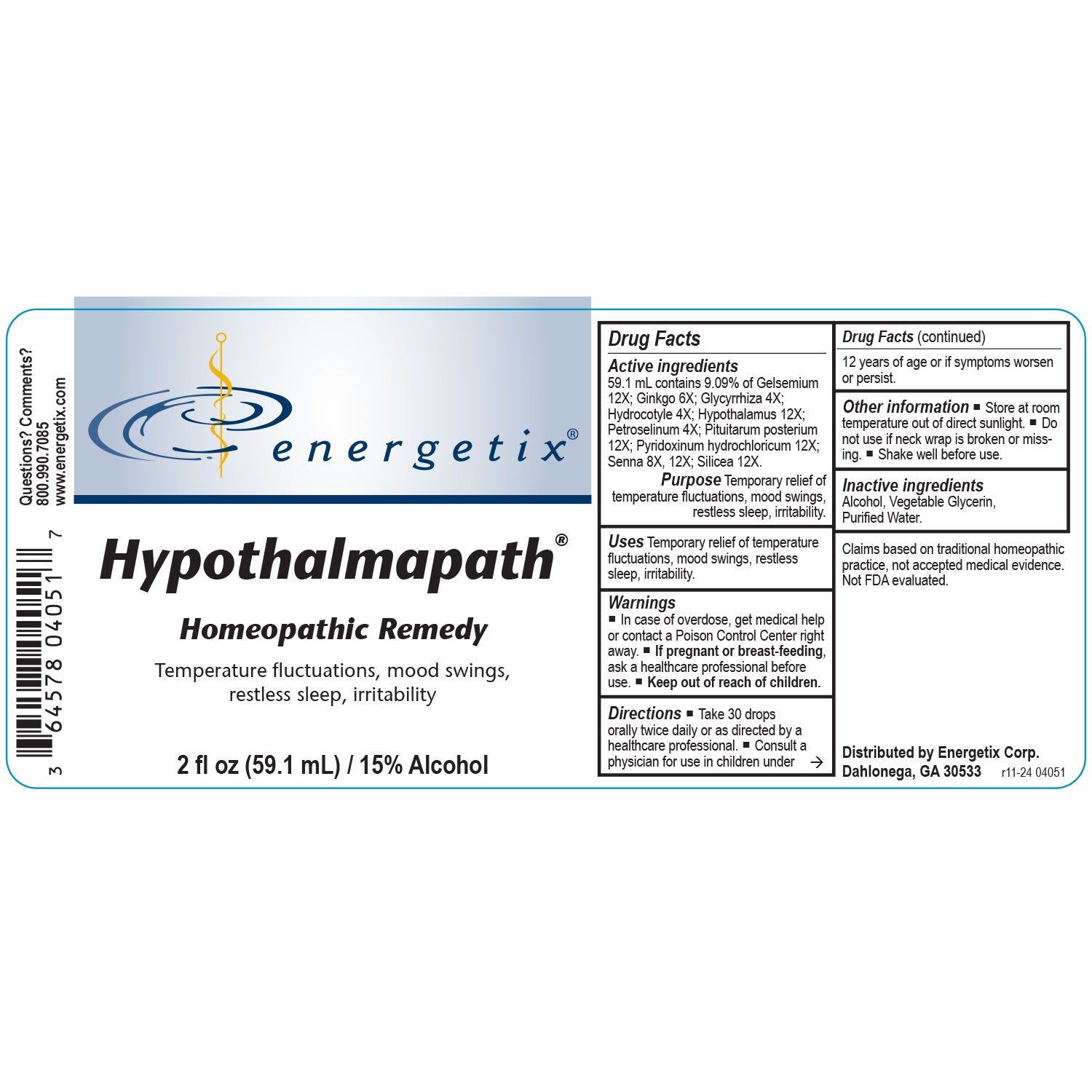 Energetix Hypothalmapath – Homeopathic Hypothalamus Support Formula (2 fl oz)