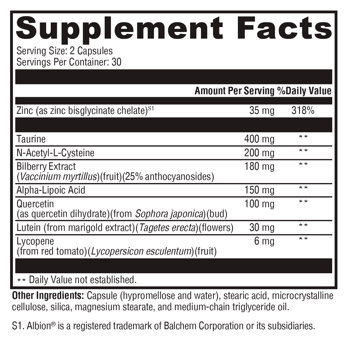 I-Sight™ 60 Capsules Supplement Facts