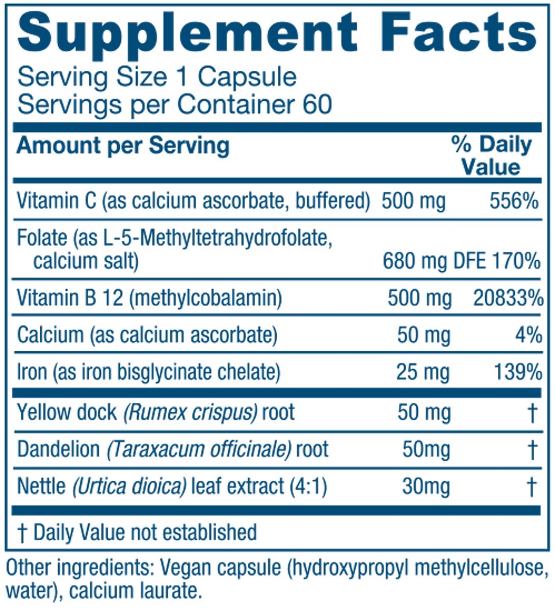 Iron Extra™ 60 Capsules Supplement Facts