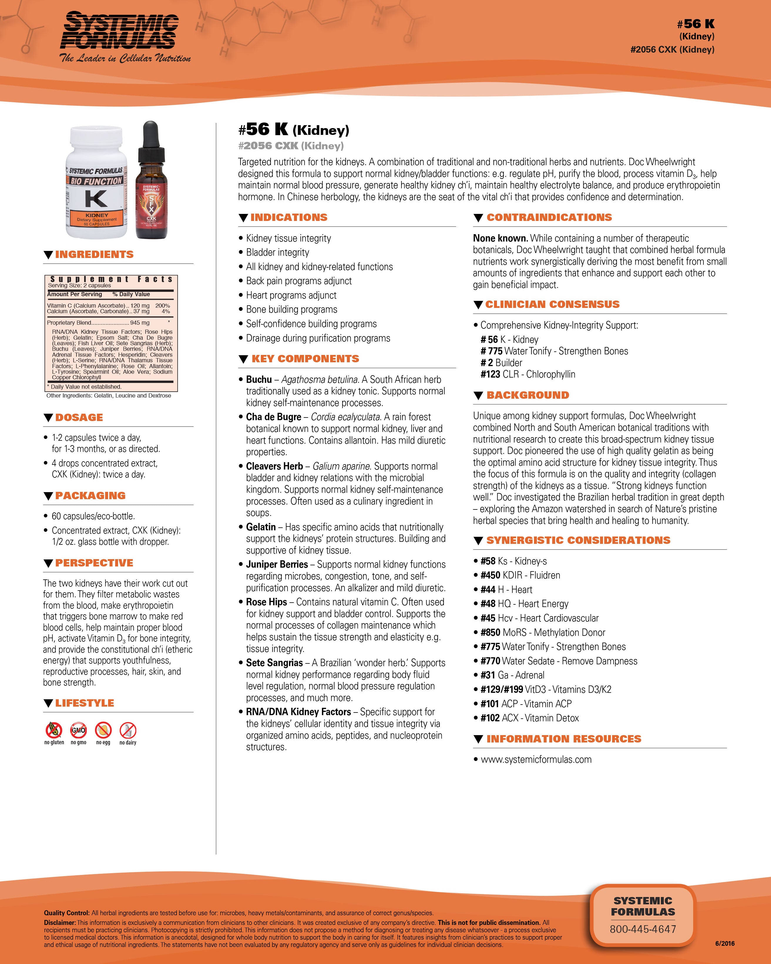 Systemic Formulas K-Kidney – Kidney Tissue & Bladder Support | 60 Capsules