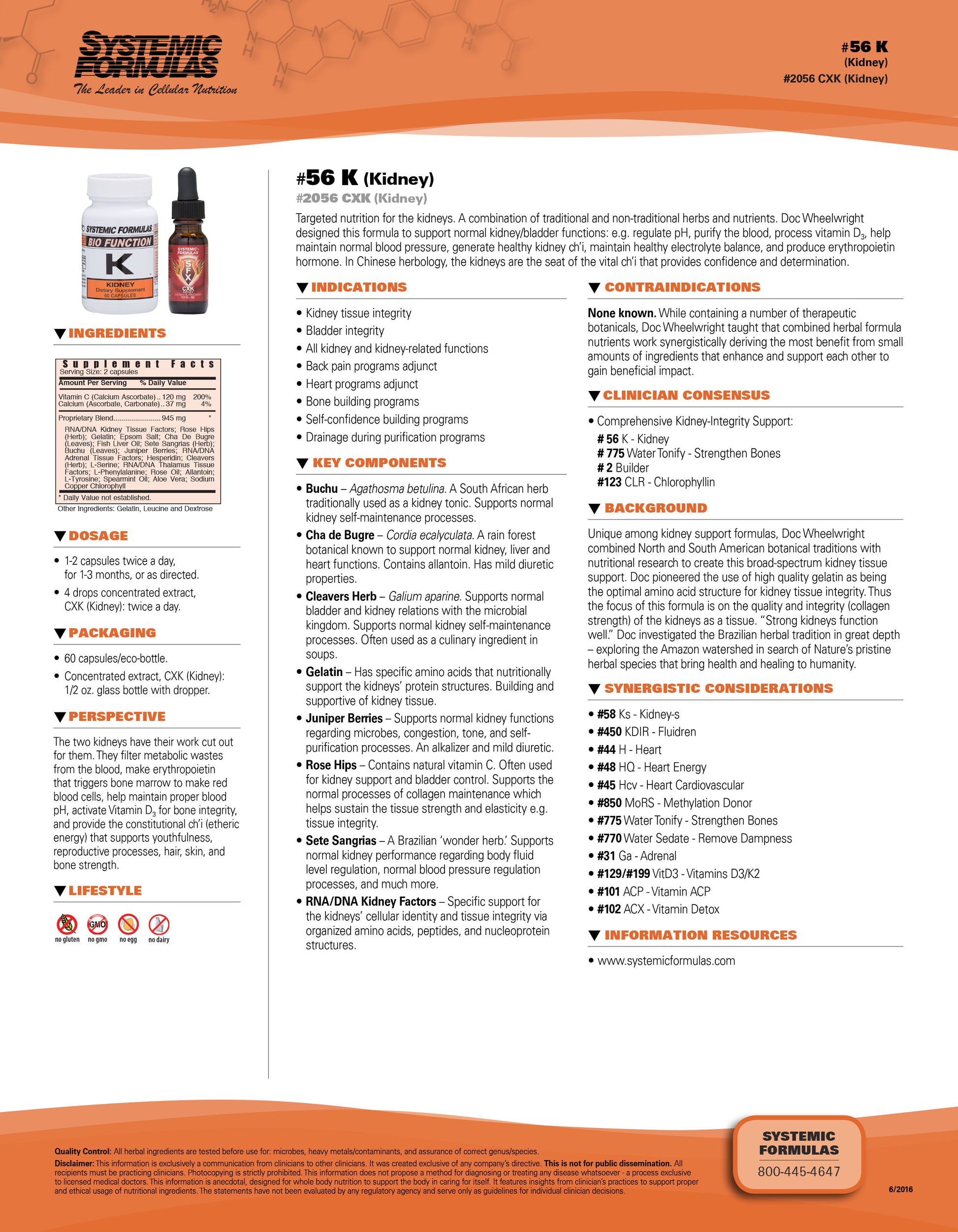 Systemic Formulas K-Kidney – Kidney Tissue & Bladder Support | 60 Capsules