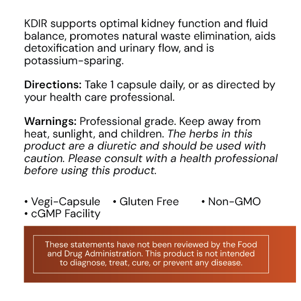 Systemic Formulas KDIR – Kidney, Lymph & Drainage Support (60 Capsules)
