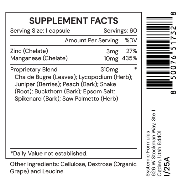 Systemic Formulas KDIR – Kidney, Lymph & Drainage Support (60 Capsules)