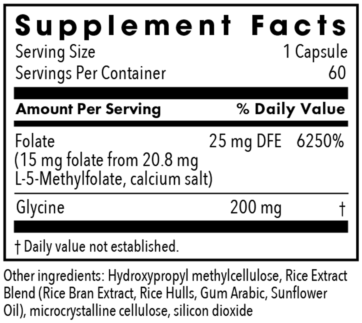 L-Methylfolate 15 mg 60 Capsules Supplement Facts