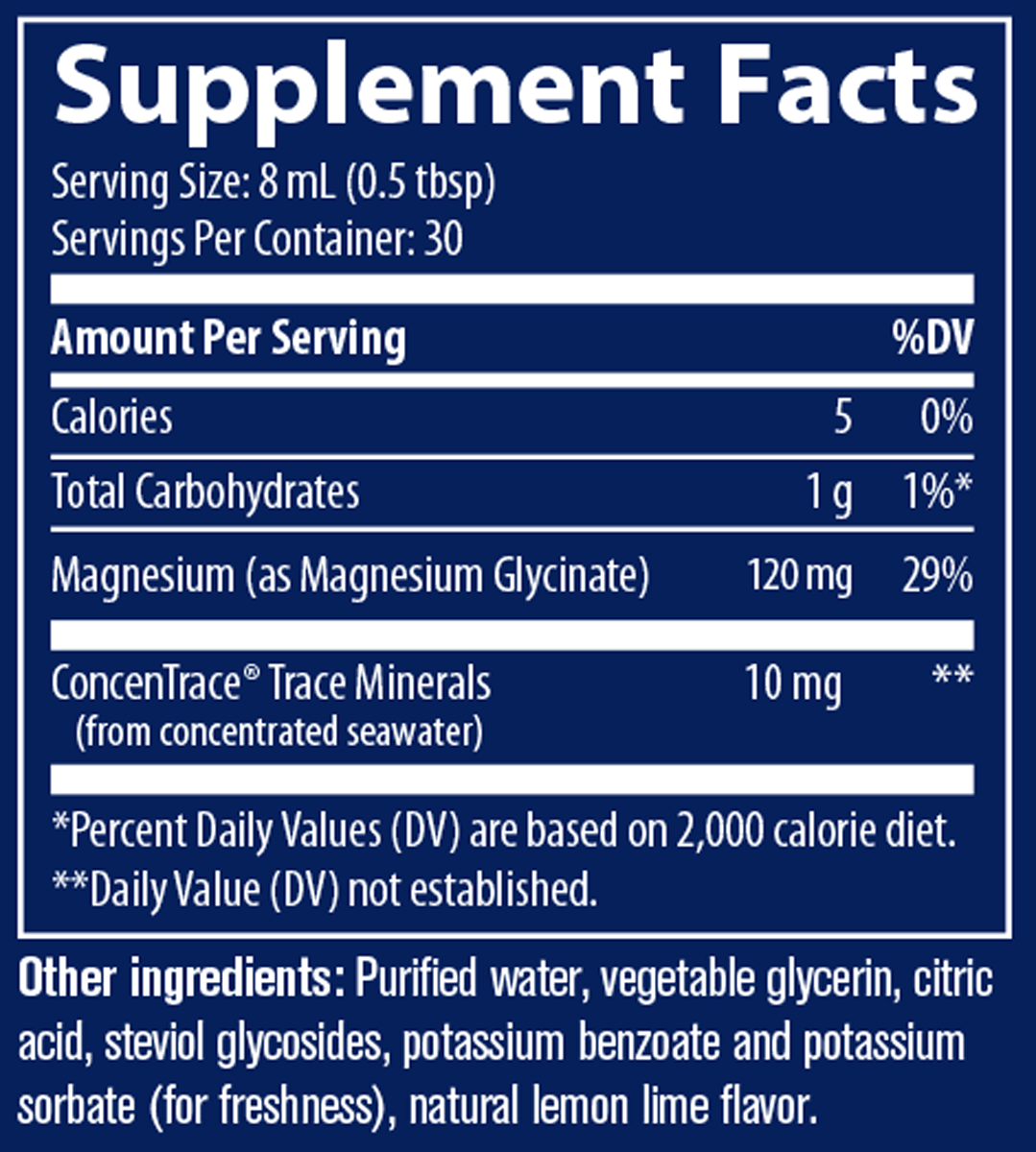 Liquid Magnesium Glycinate 8 fl oz Supplement Facts