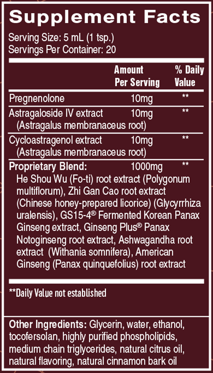 Longevity Elite 3.38 fl oz Supplement Facts