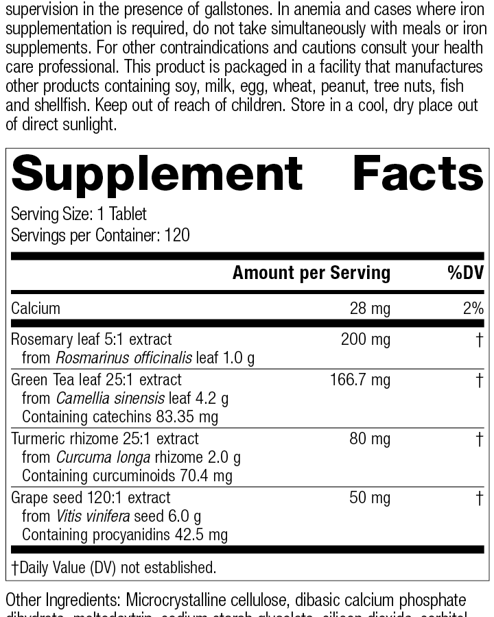 Vitanox®, 120 Tablets, Rev 06 Supplement Facts