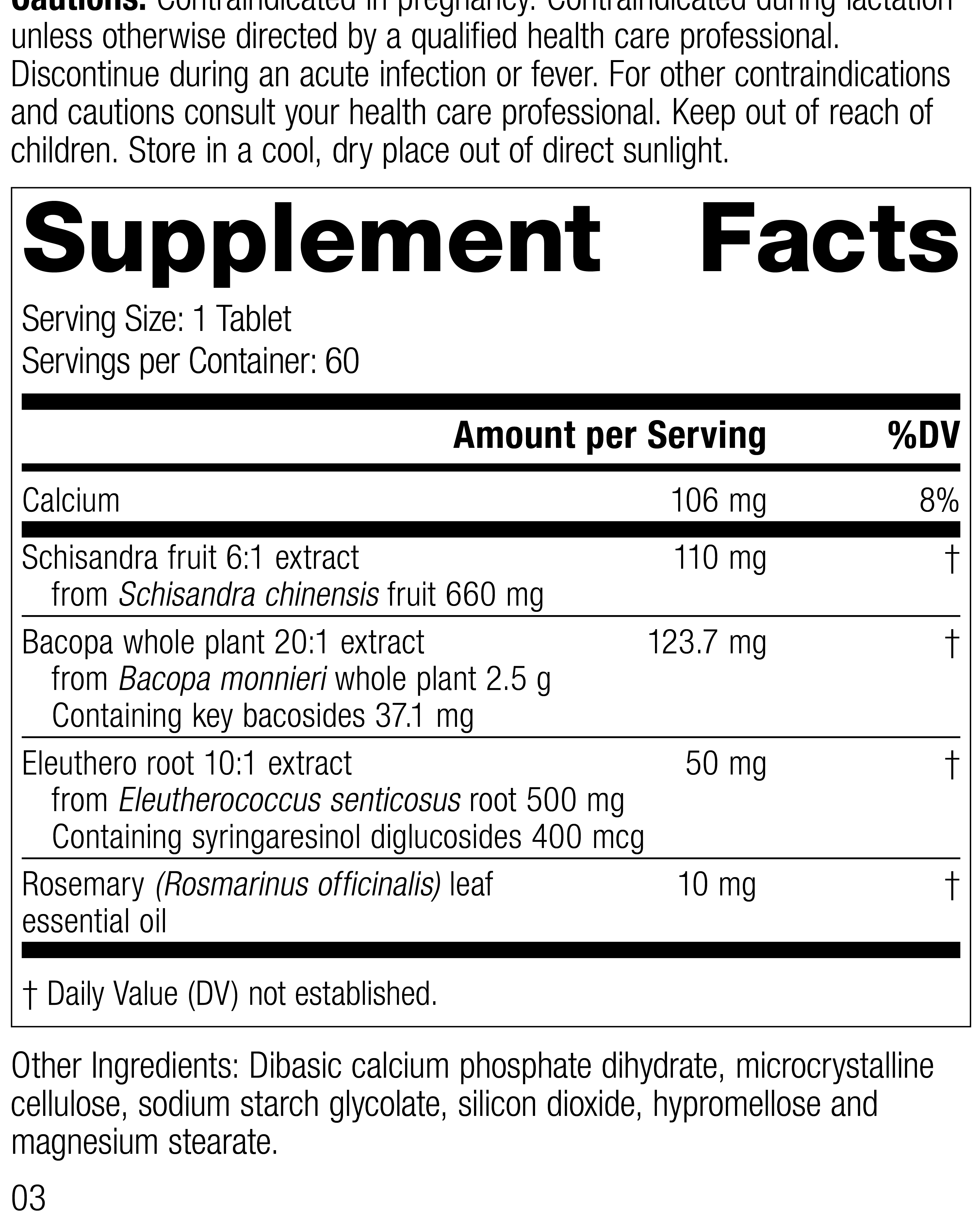 Bacopa Complex, Rev 03 Supplement Facts