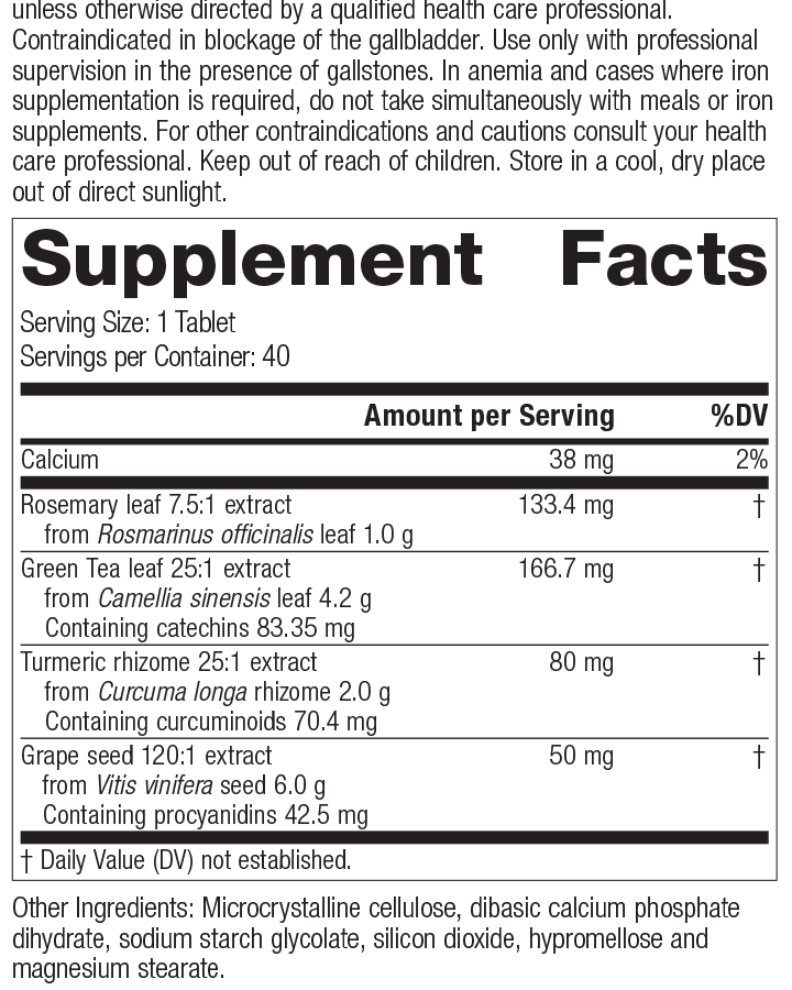 Vitanox®, 40 Tablets, Rev 06 Supplement Facts