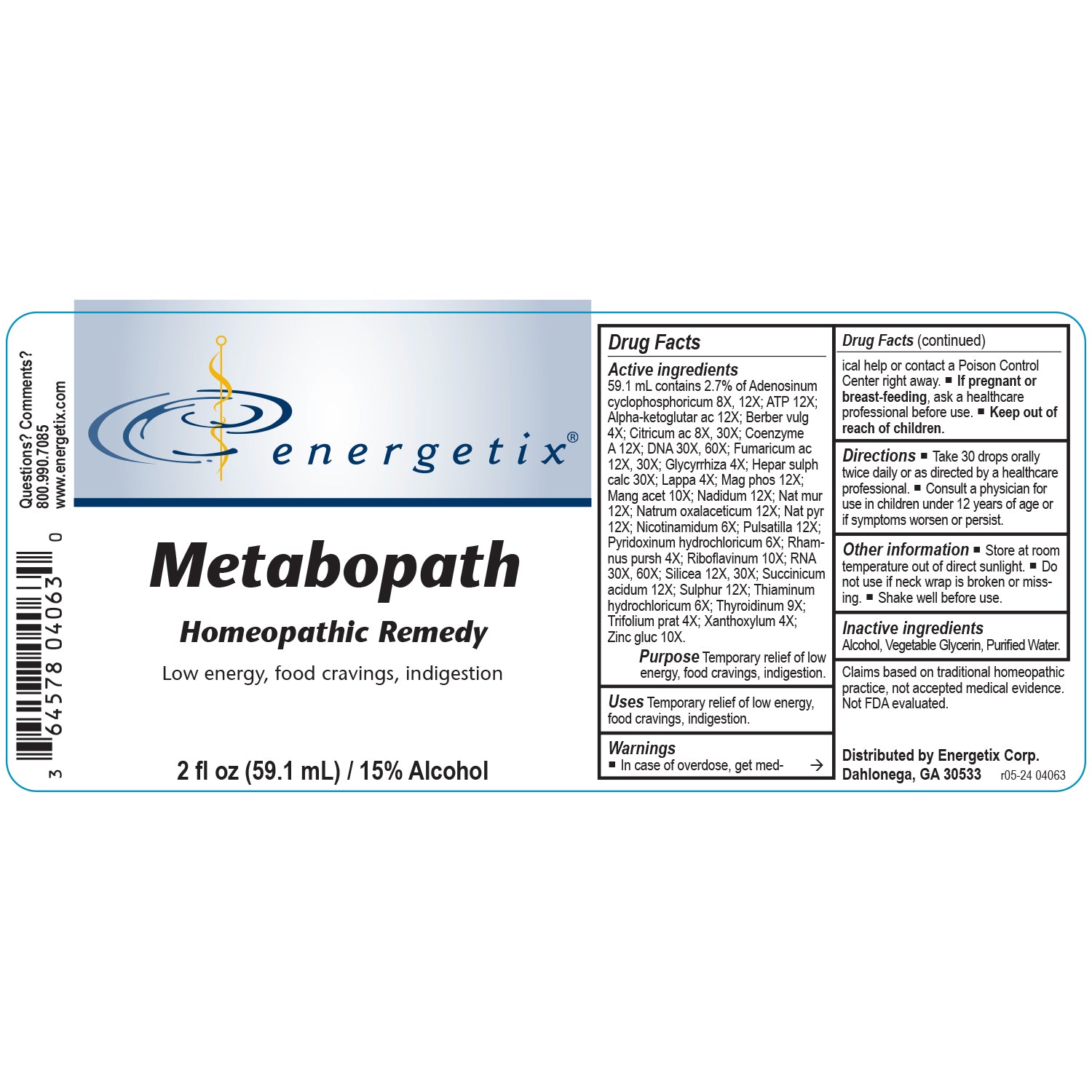 Energetix MetaboPath – Homeopathic Metabolic System Support (2 fl oz)