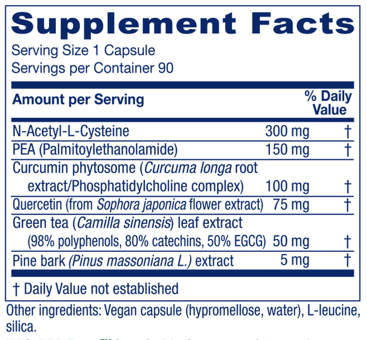 NAC-PEA Extra 90 Capsules Supplement Facts
