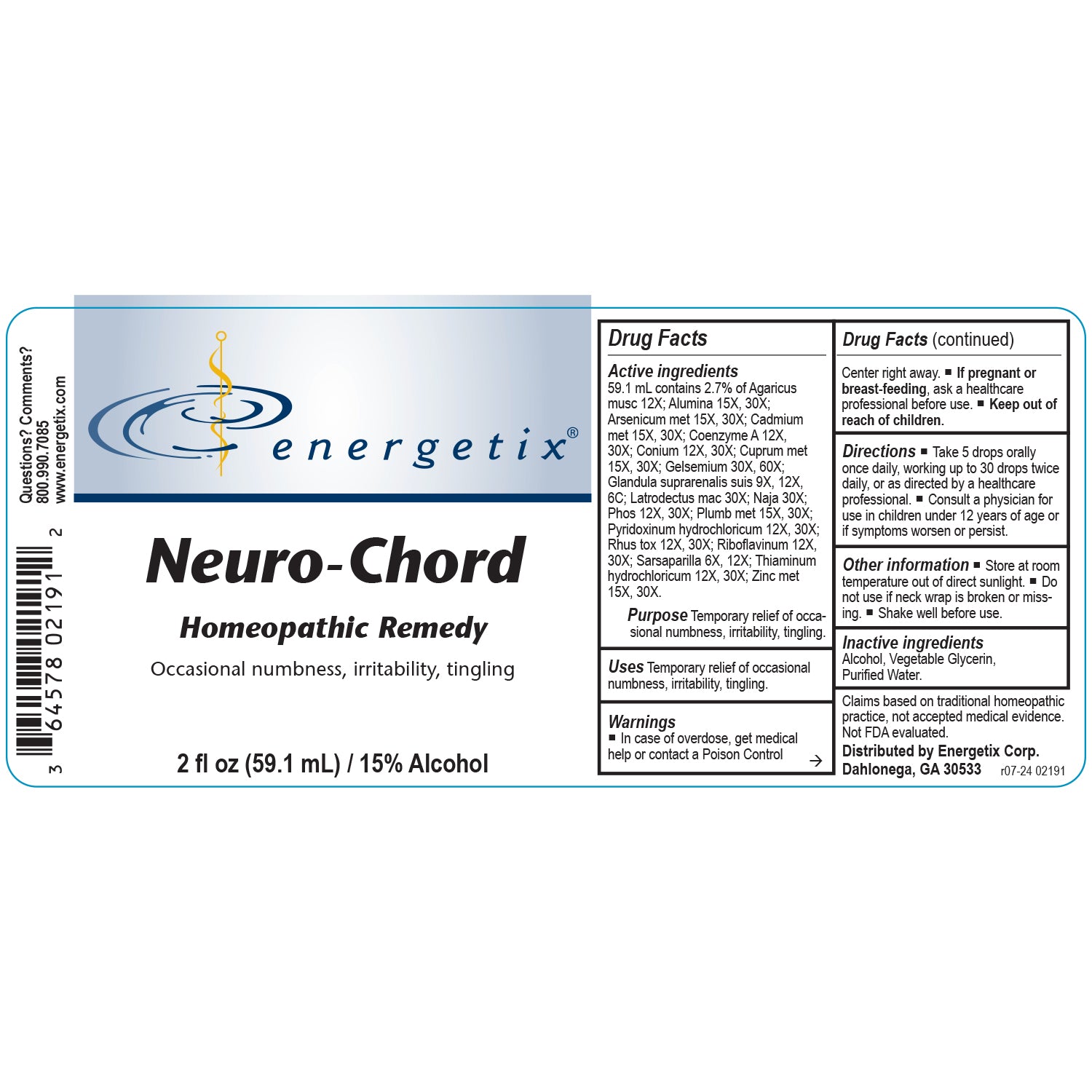 Energetix Neuro-Chord (2 fl oz) – Homeopathic Formula for Nervous System Balance & Wellness