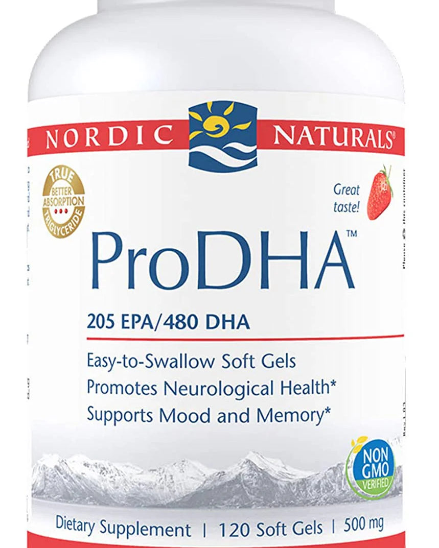 Nordic Naturals ProDHA Strawberry 120 Softgels – Omega-3 DHA Brain & Eye Support