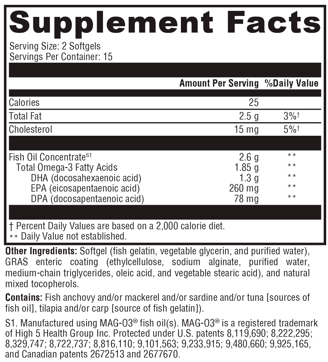 Omega MonoPure® DHA EC 30 Softgels Supplement Facts