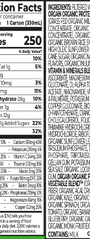 Organic Nutrition Shake Sweet Vanilla Bean Single Serving Pack Supplement Facts