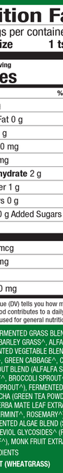 Organic Fermented Greens Powder 90 Servings Supplement Facts