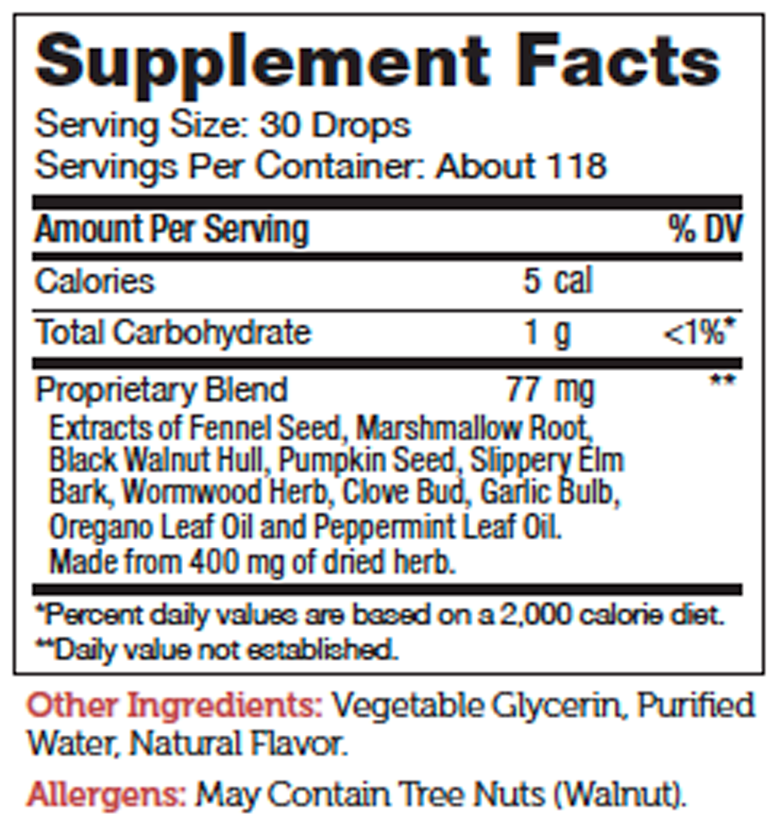 ParaGuard 4 fl oz Supplement Facts