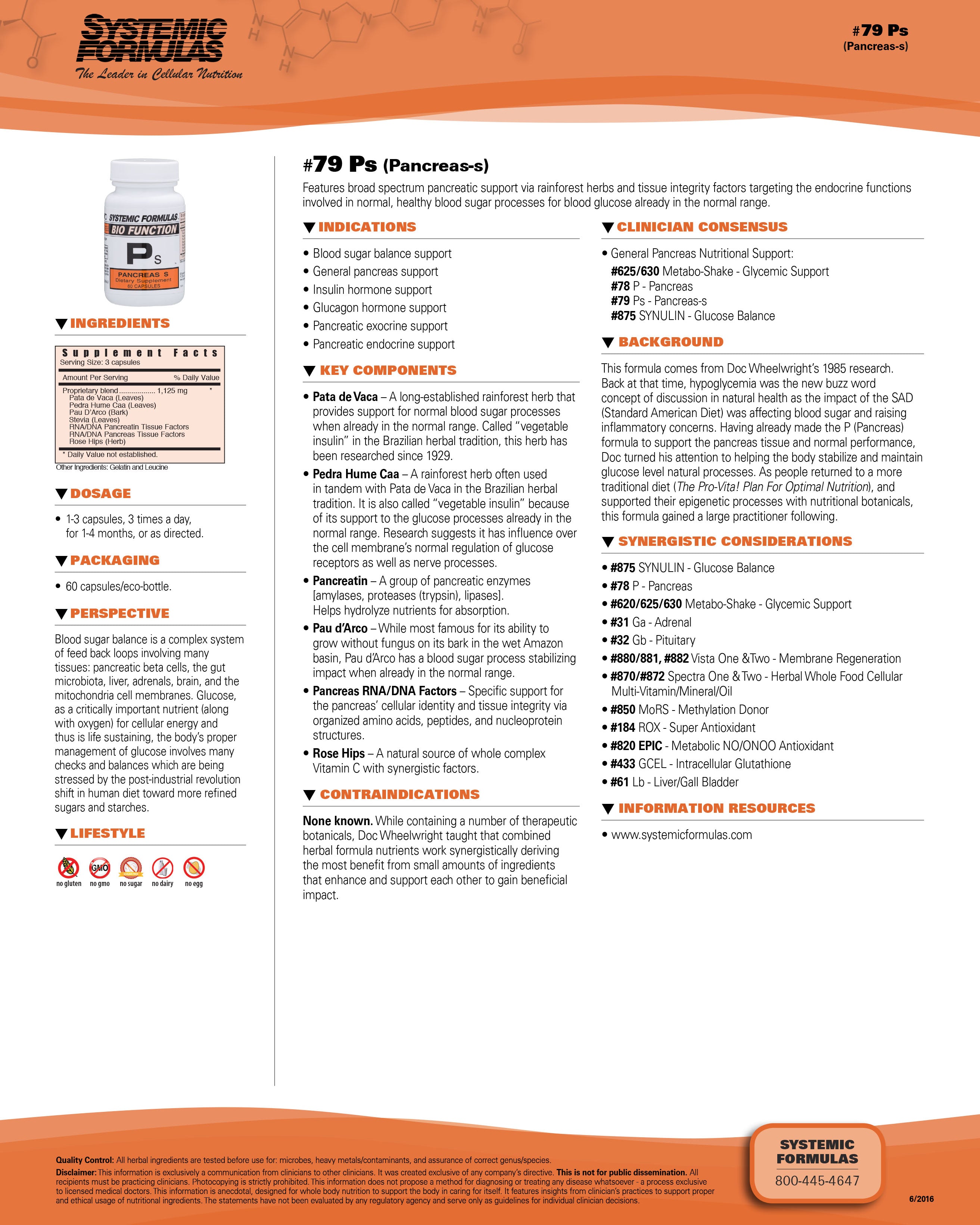 Systemic Formulas PS – Pancreas Balance & Blood-Glucose Support | 60 Capsules