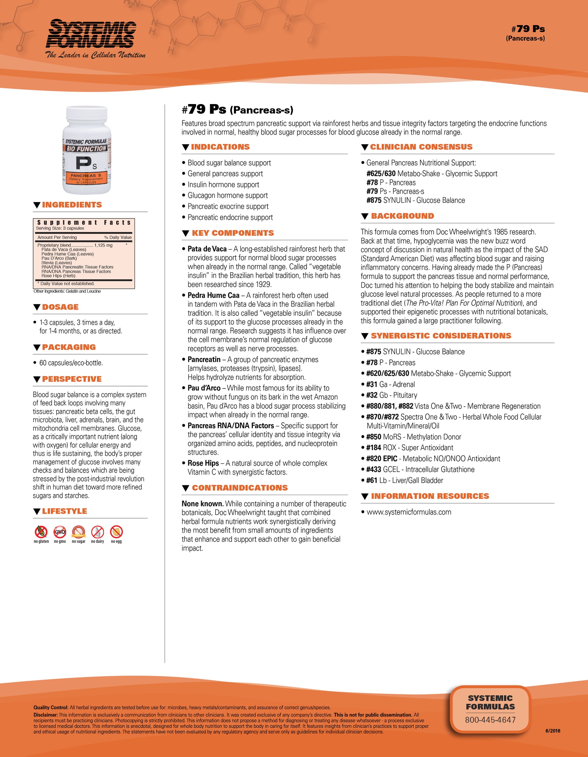Systemic Formulas PS – Pancreas Balance & Blood-Glucose Support | 60 Capsules