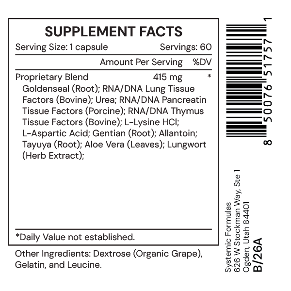 Systemic Formulas R-Lung (90 Capsules) – Advanced Respiratory & Lung Support Formula