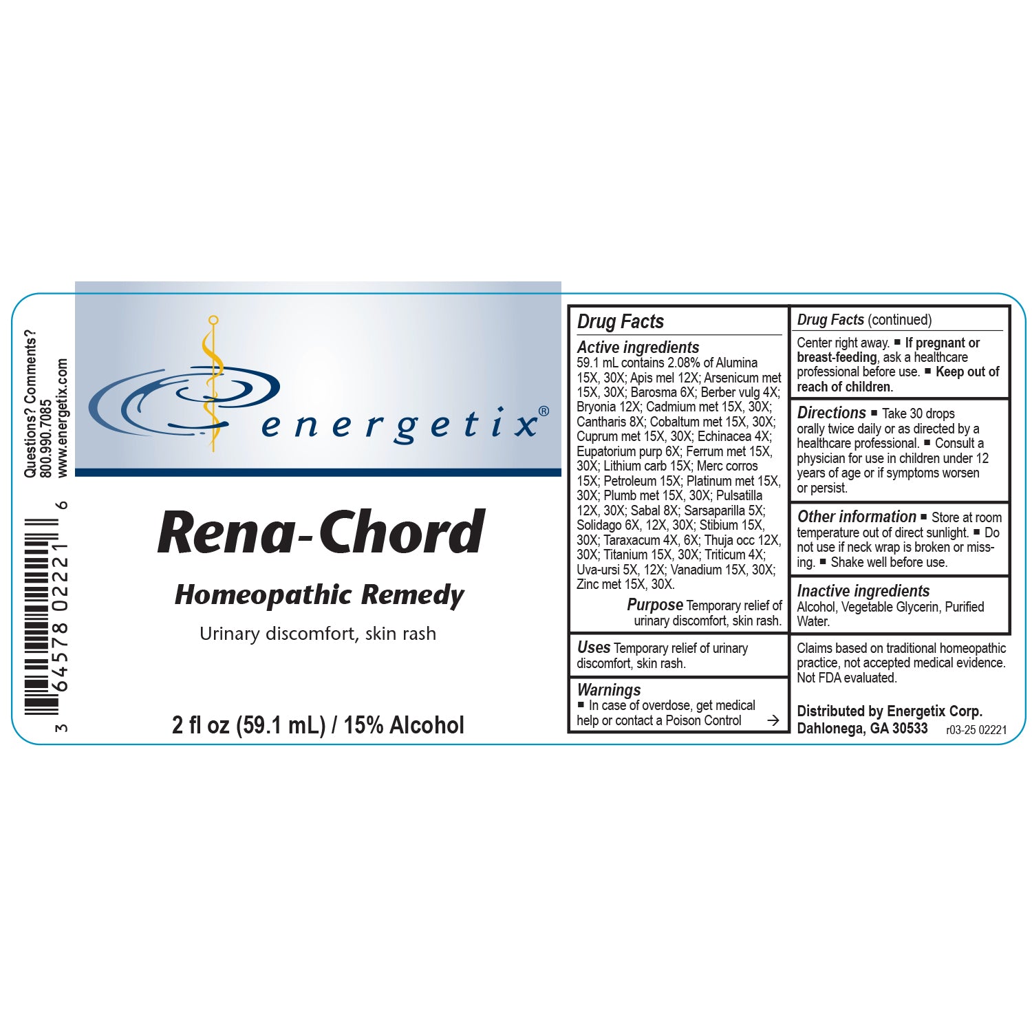 Energetix Rena-Chord (2 fl oz) – Natural Kidney & Urinary Support