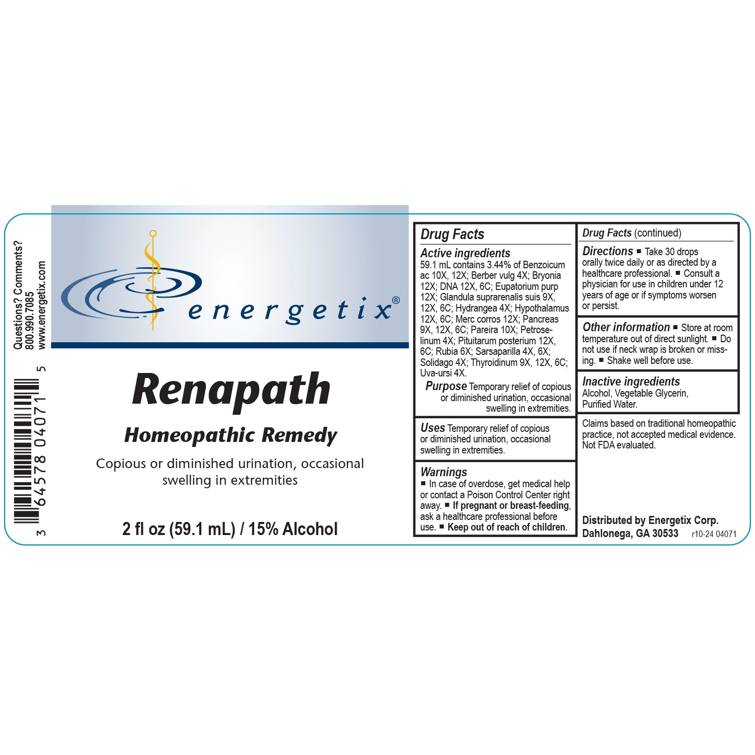 Energetix RenaPath – Homeopathic Kidney System Support (2 fl oz)