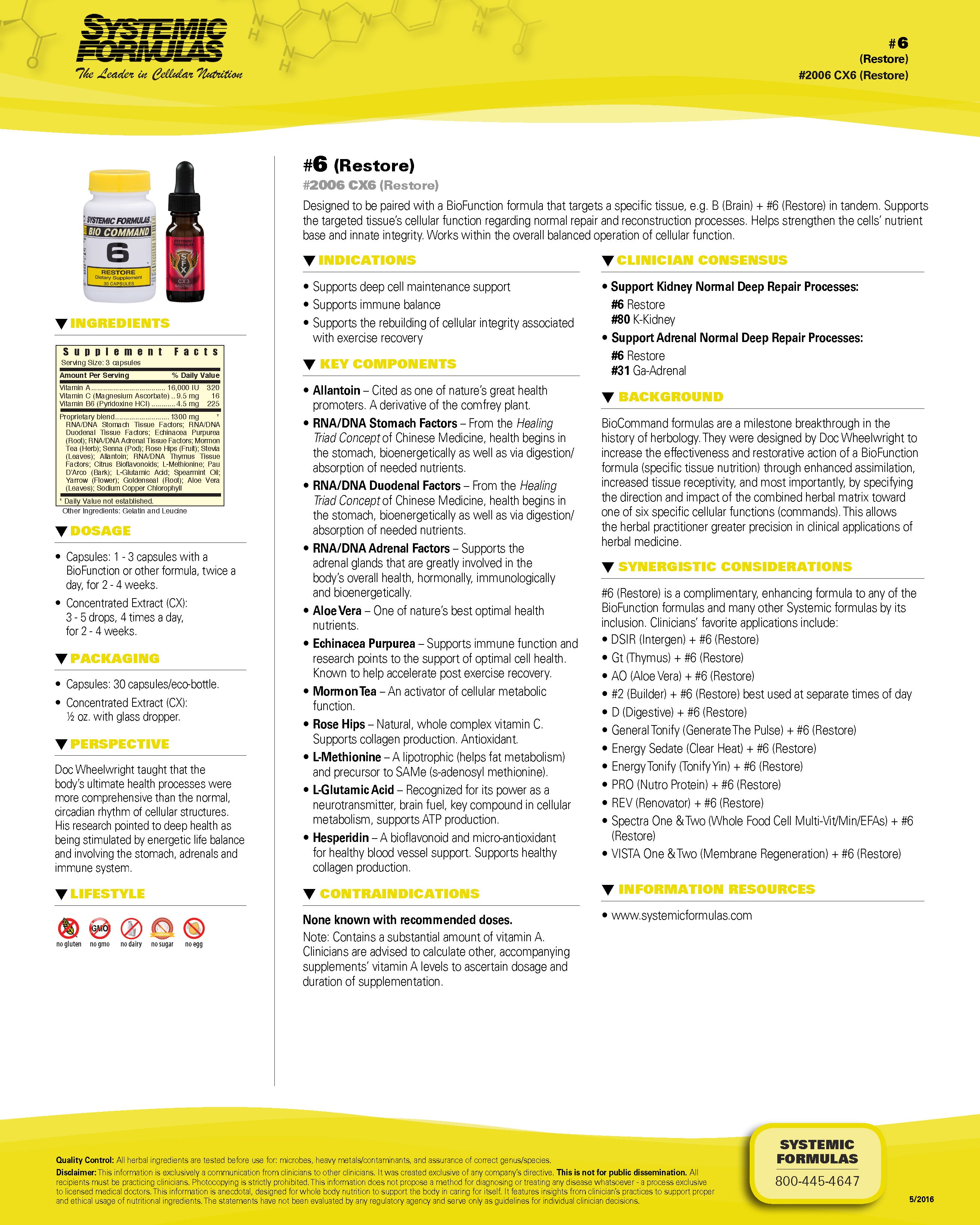 Systemic Formulas Restore-6 – Digestive, Gut & Microbiome Support (30 Capsules)
