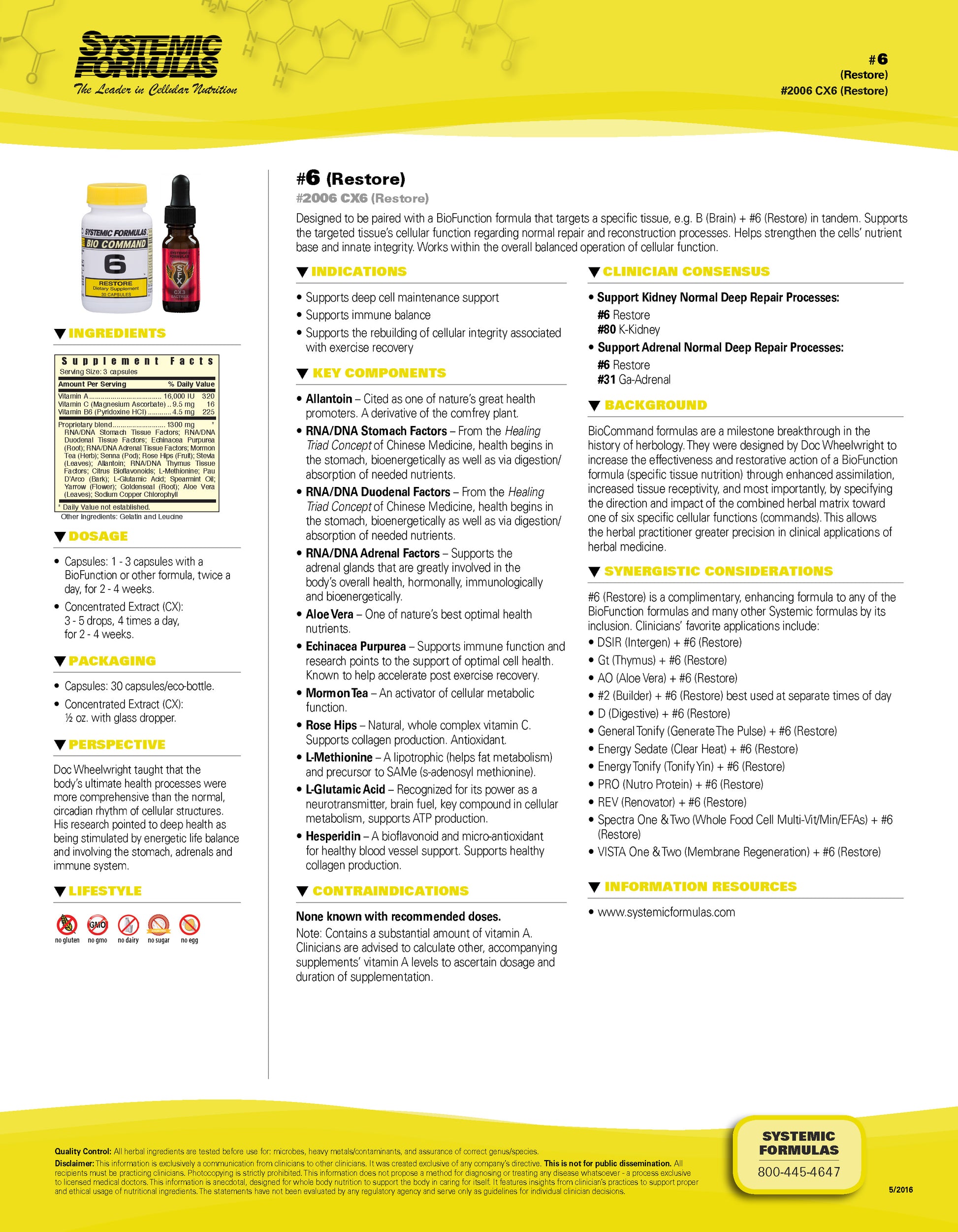 Systemic Formulas Restore-6 – Digestive, Gut & Microbiome Support (30 Capsules)