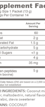 Collagen Creamer Vanilla 14 Servings Supplement Facts