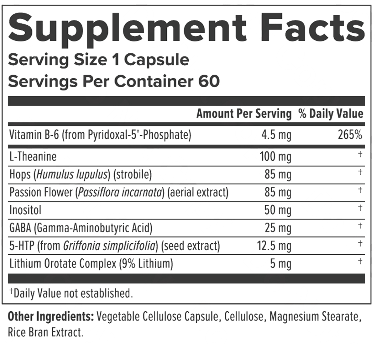 Stress Factors 60 Capsules Supplement Facts