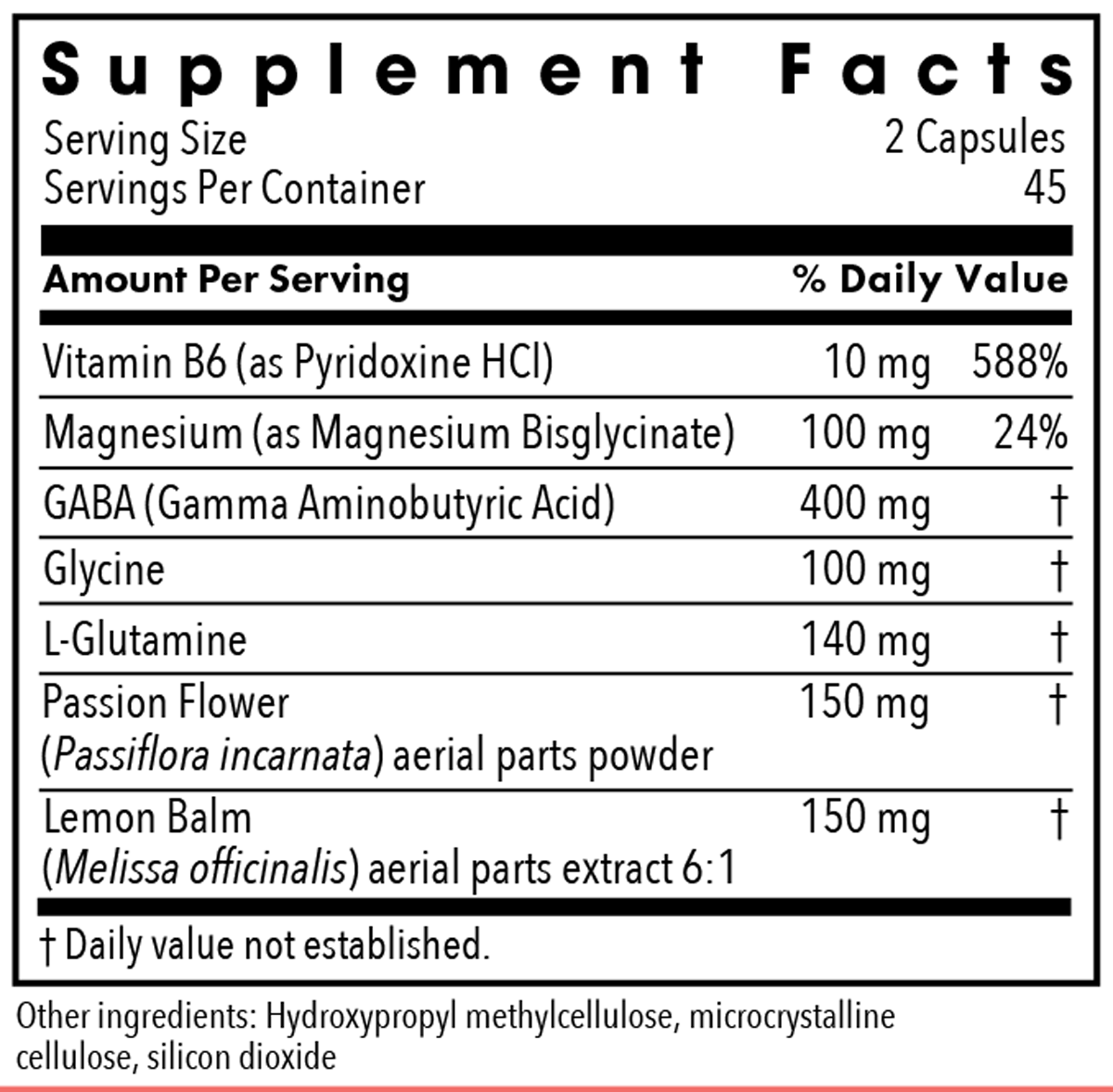Stress Maintenance 90 Capsules Supplement Facts
