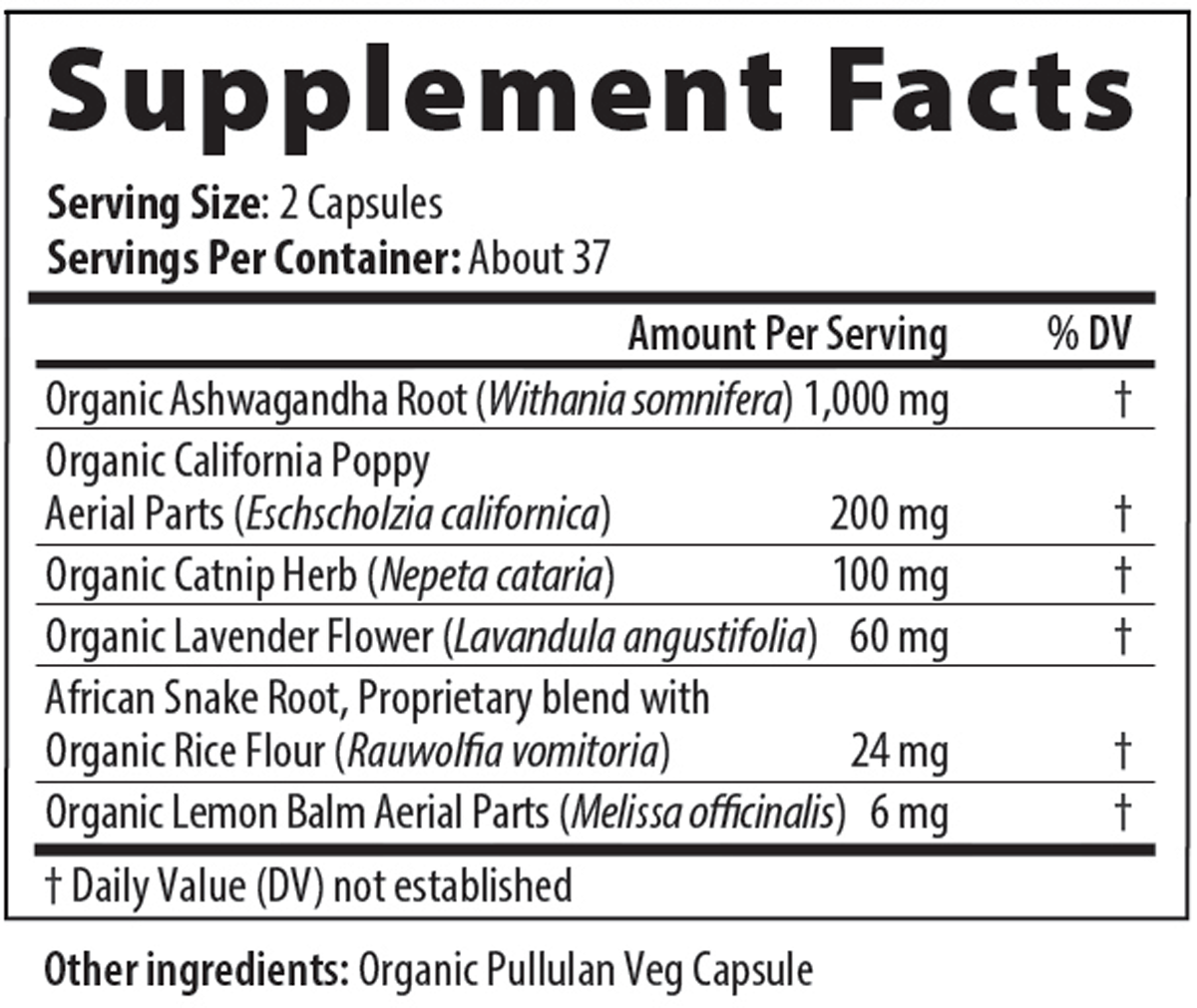 StressCalm Px 75 Capsules Supplement Facts