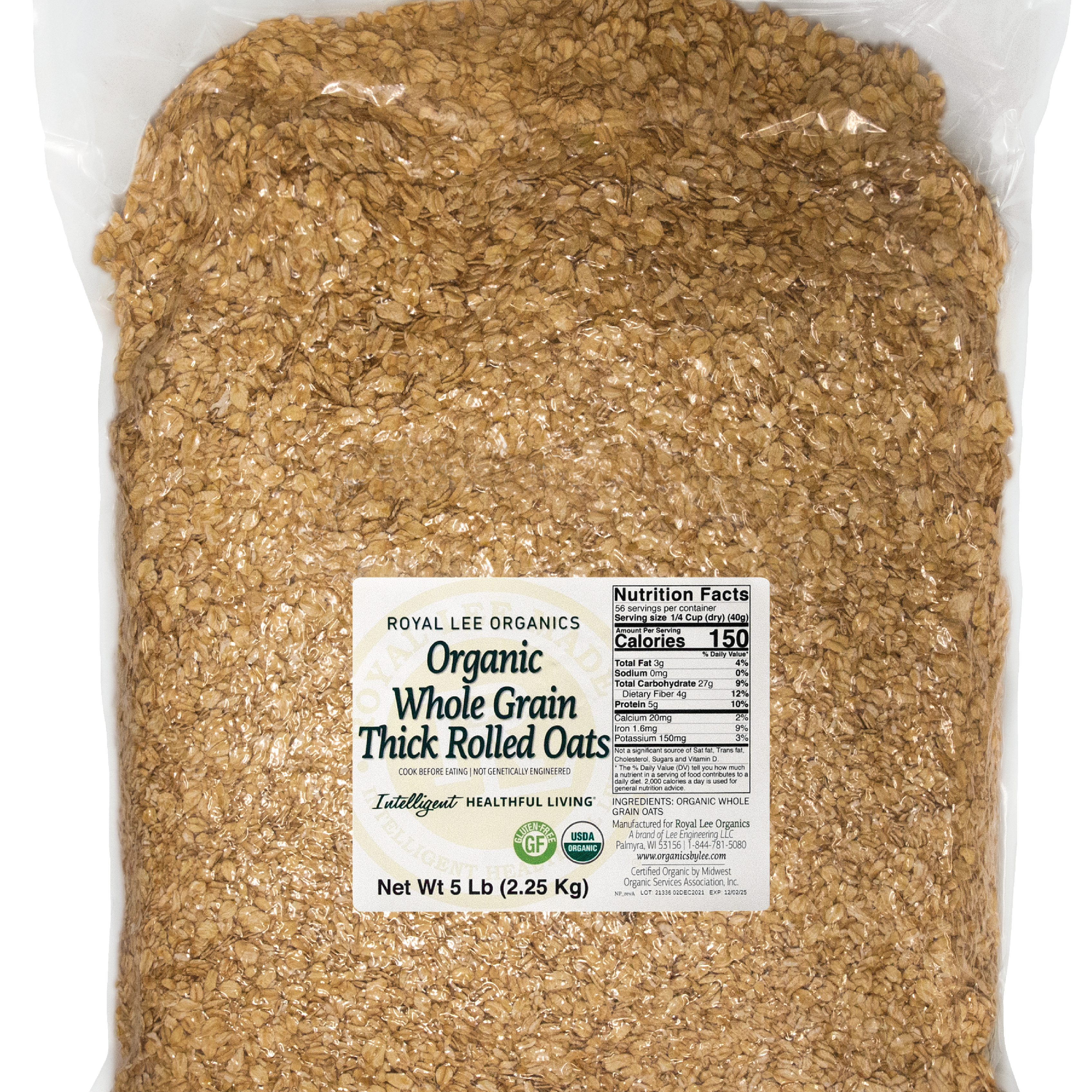 Thick Rolled Oats, 5lb kraft bag