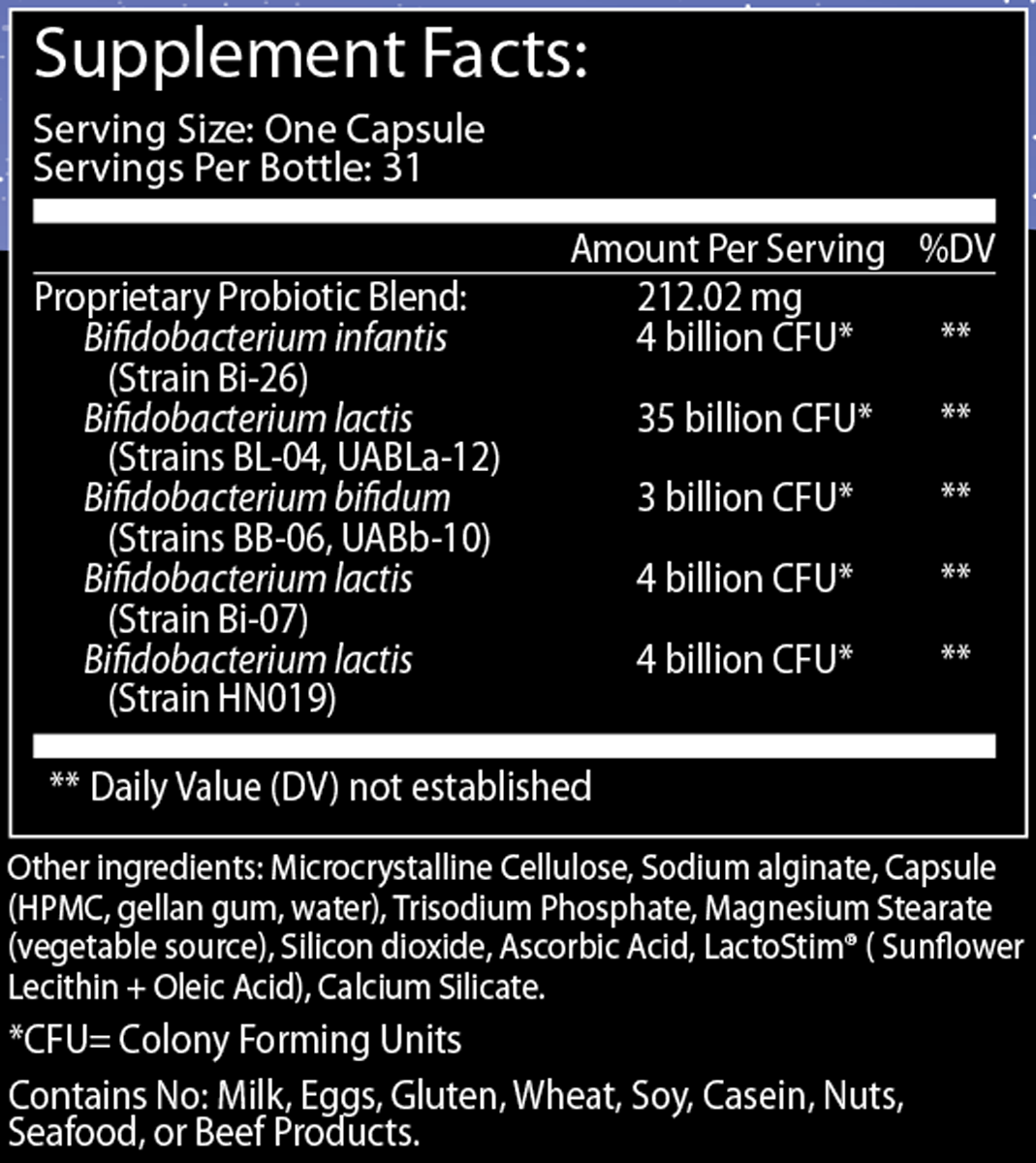 TruBifidoPRO 31 Capsules Supplement Facts