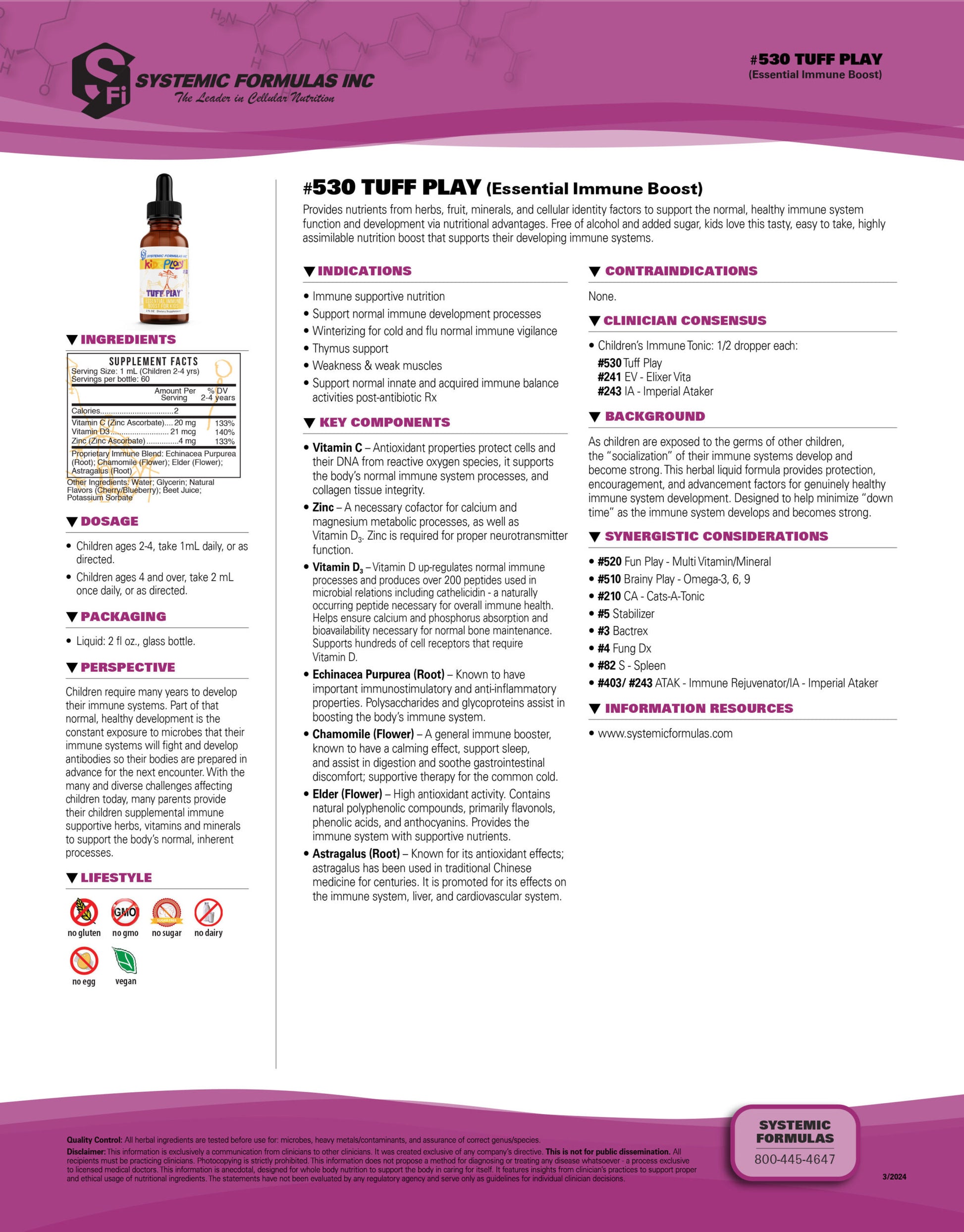 Systemic Formulas Tuff Play – Kids’ Immune, Growth & Recovery Support