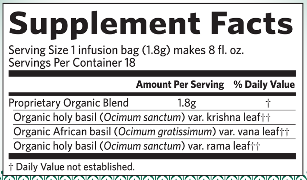 Tulsi Original 18 Bags Supplement Facts