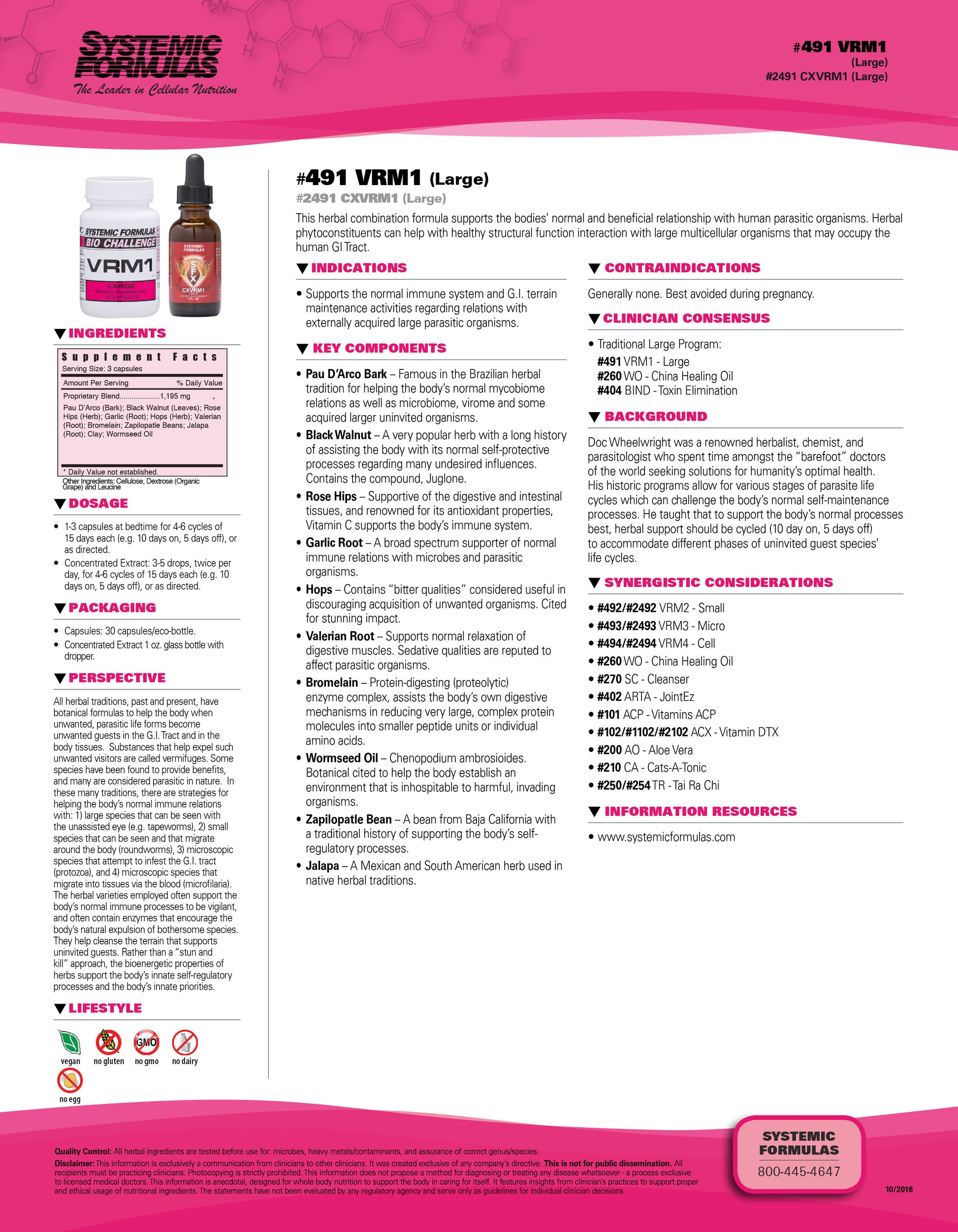 Systemic Formulas VRM1 Cell – Cellular Support & Natural Detox Formula