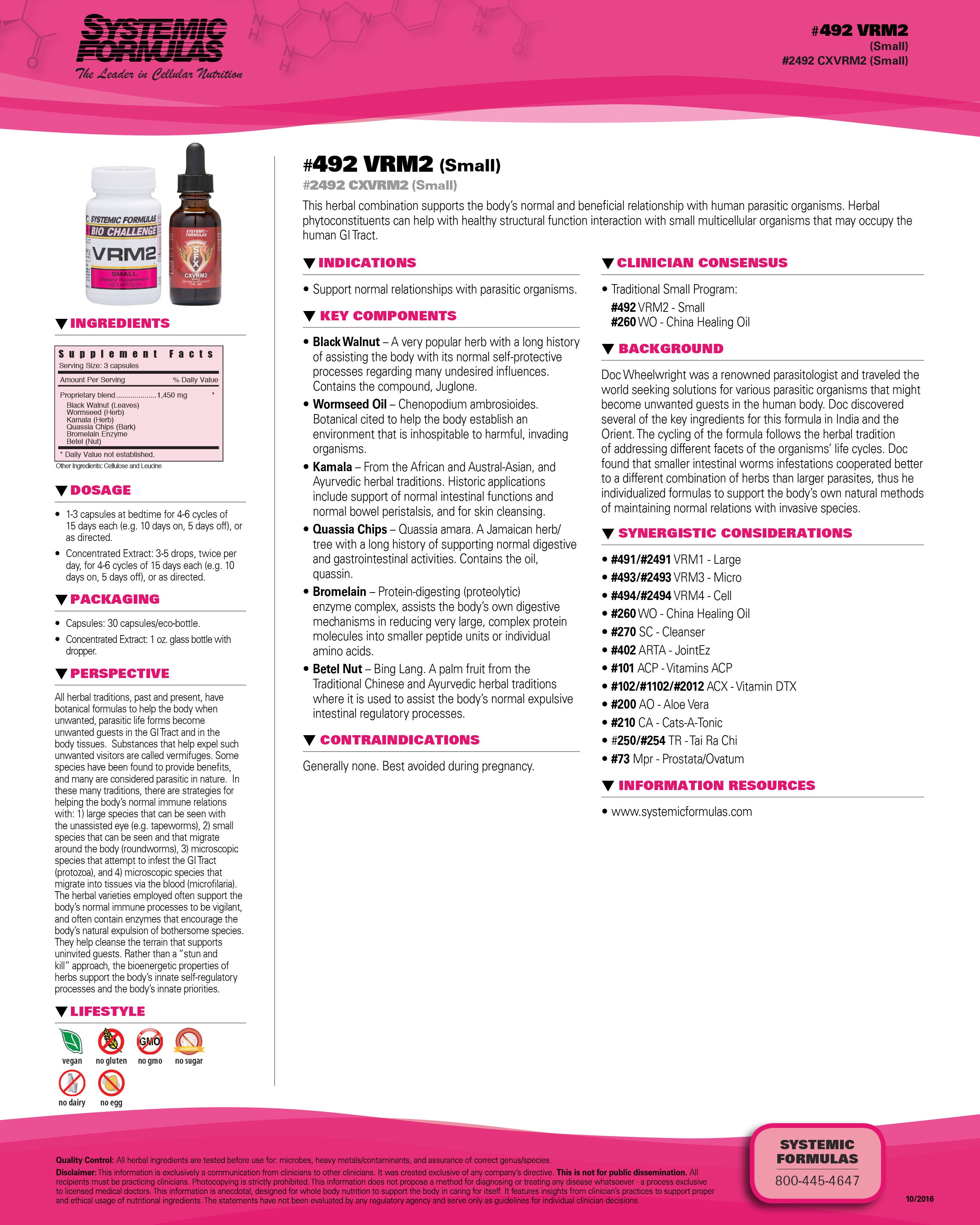 Systemic Formulas VRM2 Cell – Cellular Support & Natural Detox Formula
