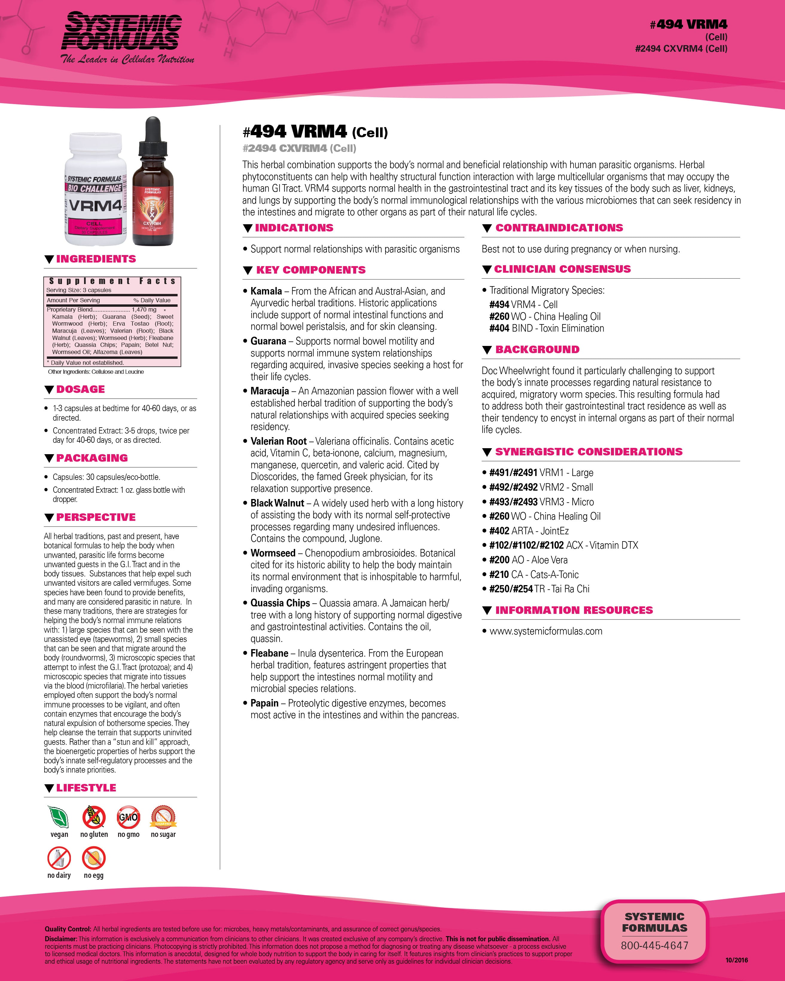Systemic Formulas VRM4 Cell – Advanced Cellular Support & Cleansing Formula