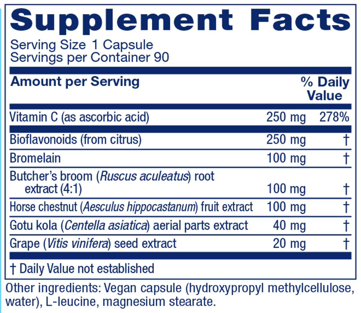 VeinoBlend 90 Capsules Supplement Facts