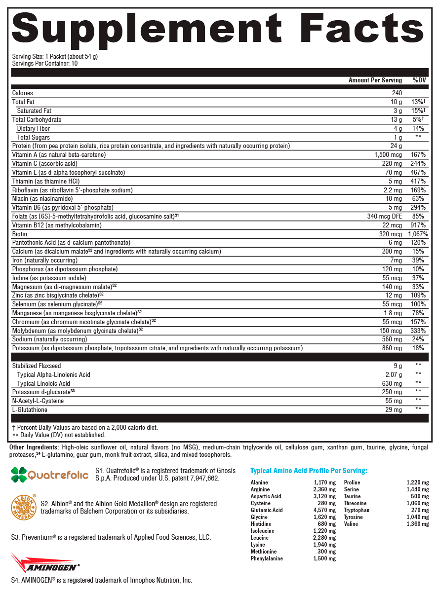 OptiCleanse® Plus Vanilla Delight 10 Servings Supplement Facts