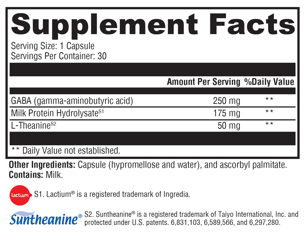 Serentium™ 30 Capsules Supplement Facts