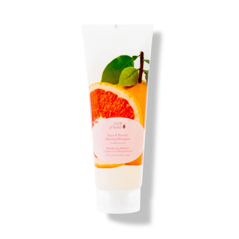 100% Pure Yuzu & Pomelo Glossing Shampoo, 8 fl oz – Shine-Boosting, Citrus Infused Hair Care