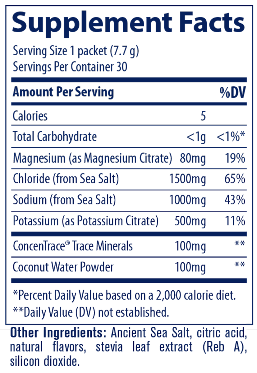 ZEROLyte Citrus 30 Servings Supplement Facts