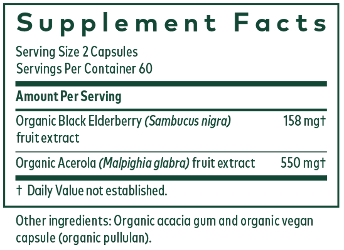 Black Elderberry PRO 120 Capsules Supplement Facts