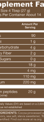 Collagen Peptides Chocolate 14 Servings Supplement Facts