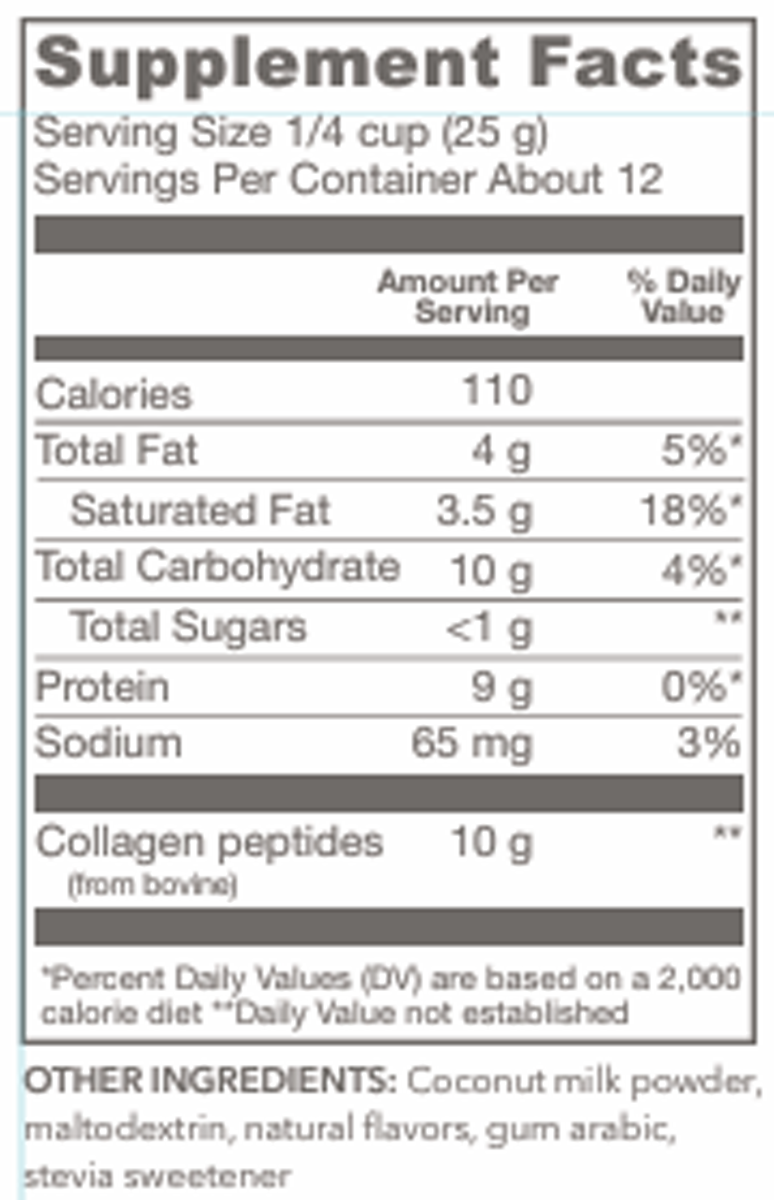 Collagen Creamer Vanilla 12 Servings Supplement Facts